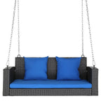 Balancelle d'extérieur en osier pour 2 personnes avec coussin