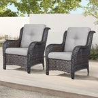 Fauteuils de jardin Gymojoy en osier avec coussin (lot de 2)