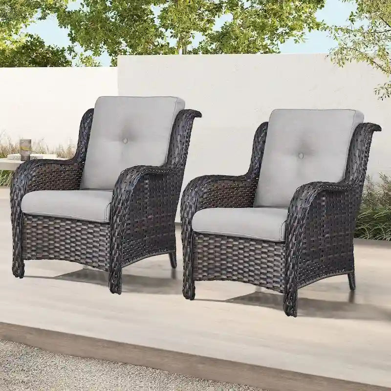 Fauteuils de jardin Gymojoy en osier avec coussin (lot de 2)