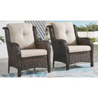 Fauteuils de jardin Gymojoy en osier avec coussin (lot de 2)