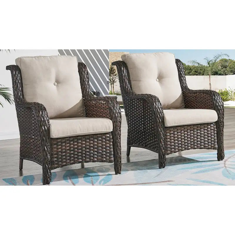 Fauteuils de jardin Gymojoy en osier avec coussin (lot de 2)