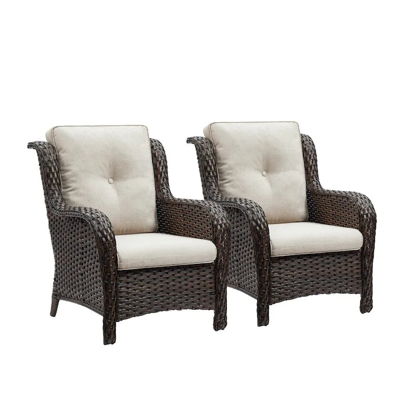 Fauteuils de jardin Gymojoy en osier avec coussin (lot de 2)