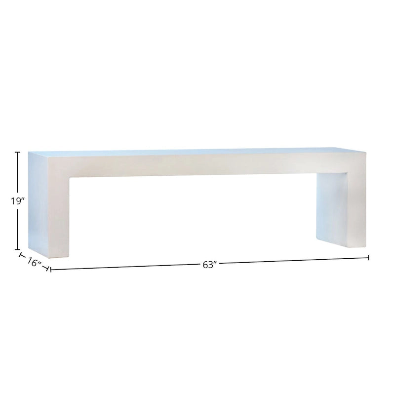 Banc cascade en béton blanc Layla 63 pouces pour intérieur/extérieur - Non disponible