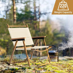 Chaise de camping avec structure en aluminium, revêtement en tissu Oxford 600D et peinture imitation bois