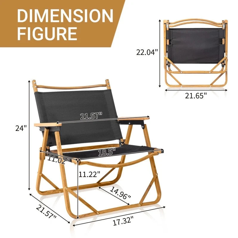 Chaise de camping avec structure en aluminium, revêtement en tissu Oxford 600D et peinture imitation bois