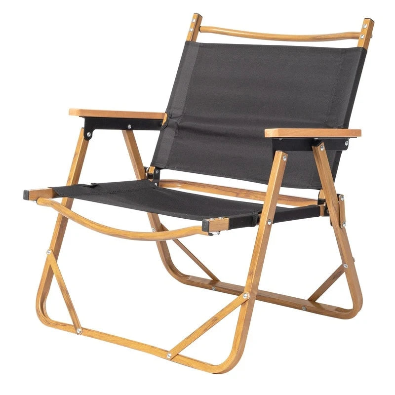 Chaise de camping avec structure en aluminium, revêtement en tissu Oxford 600D et peinture imitation bois