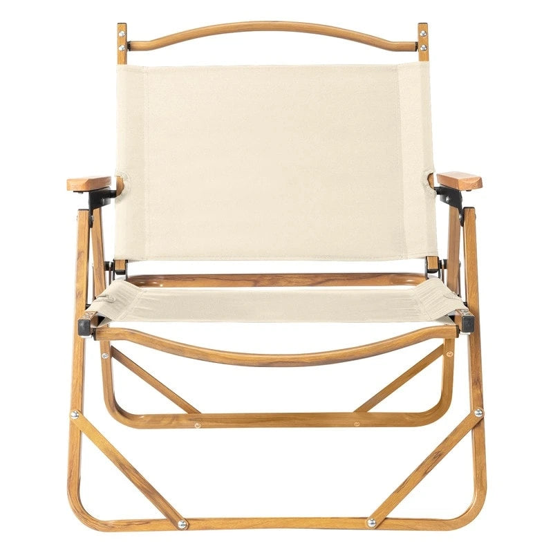 Chaise de camping avec structure en aluminium, revêtement en tissu Oxford 600D et peinture imitation bois