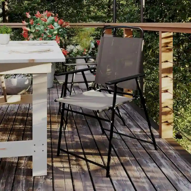Ensemble de 2 chaises longues de patio en textilène résistant aux intempéries avec accoudoirs