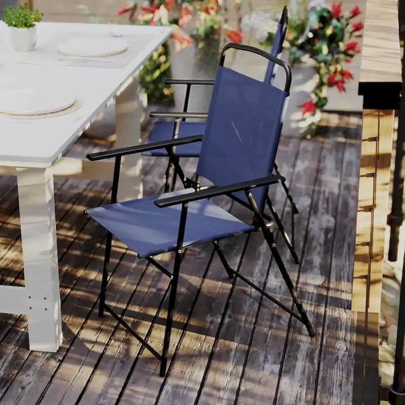 Ensemble de 2 chaises longues de patio en textilène résistant aux intempéries avec accoudoirs