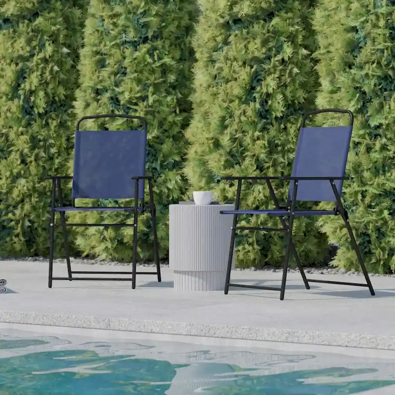 Ensemble de 2 chaises longues de patio en textilène résistant aux intempéries avec accoudoirs