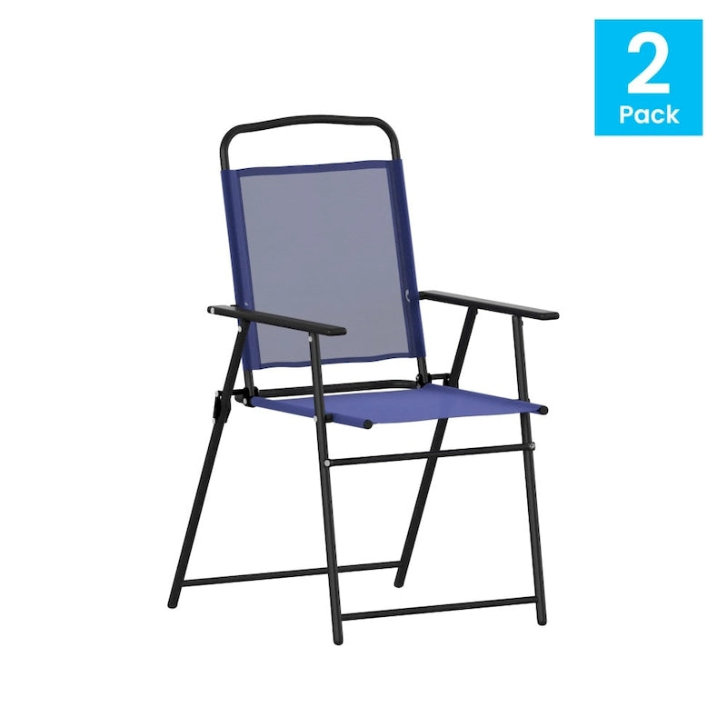 Ensemble de 2 chaises longues de patio en textilène résistant aux intempéries avec accoudoirs