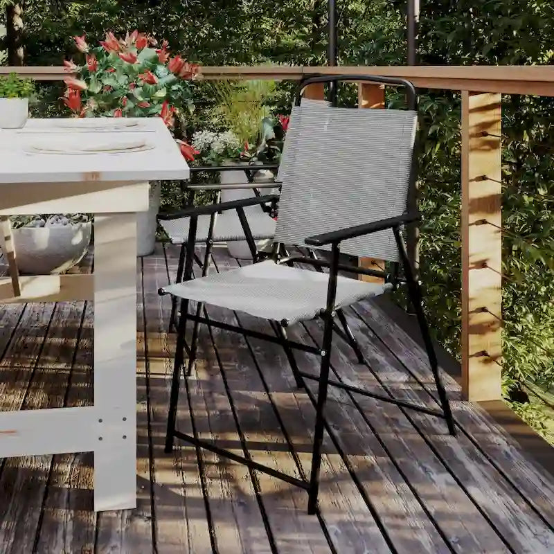 Ensemble de 2 chaises longues de patio en textilène résistant aux intempéries avec accoudoirs