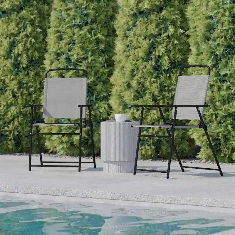 Ensemble de 2 chaises longues de patio en textilène résistant aux intempéries avec accoudoirs