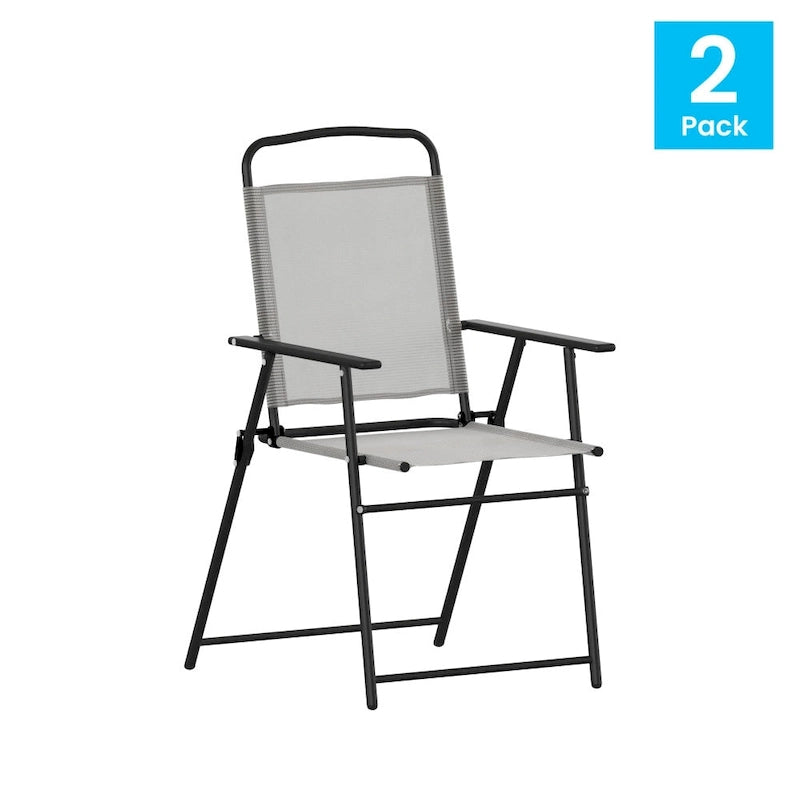 Ensemble de 2 chaises longues de patio en textilène résistant aux intempéries avec accoudoirs