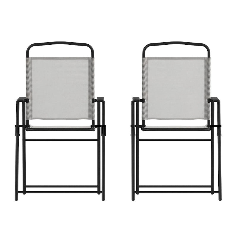 Ensemble de 2 chaises longues de patio en textilène résistant aux intempéries avec accoudoirs