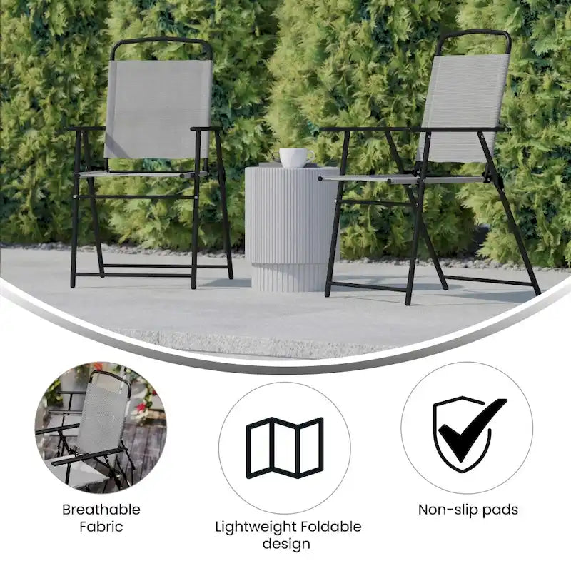 Ensemble de 2 chaises longues de patio en textilène résistant aux intempéries avec accoudoirs