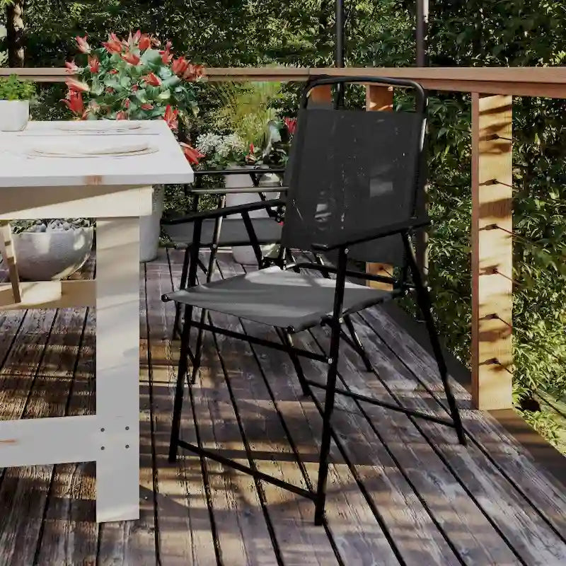 Ensemble de 2 chaises longues de patio en textilène résistant aux intempéries avec accoudoirs