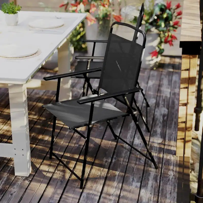 Ensemble de 2 chaises longues de patio en textilène résistant aux intempéries avec accoudoirs