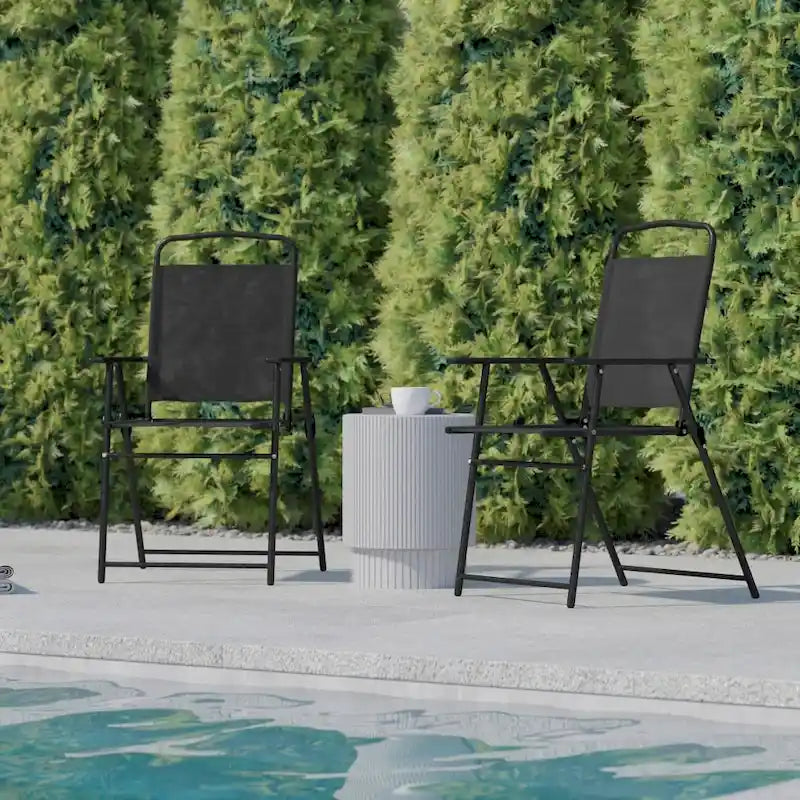 Ensemble de 2 chaises longues de patio en textilène résistant aux intempéries avec accoudoirs