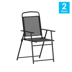 Ensemble de 2 chaises longues de patio en textilène résistant aux intempéries avec accoudoirs