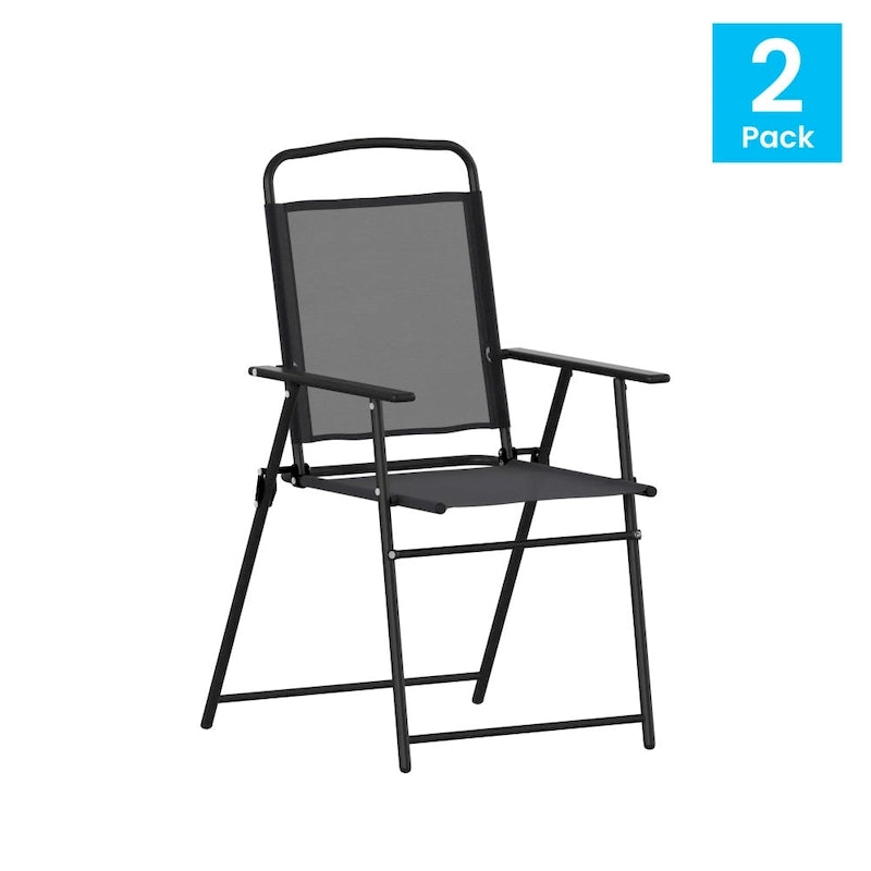 Ensemble de 2 chaises longues de patio en textilène résistant aux intempéries avec accoudoirs