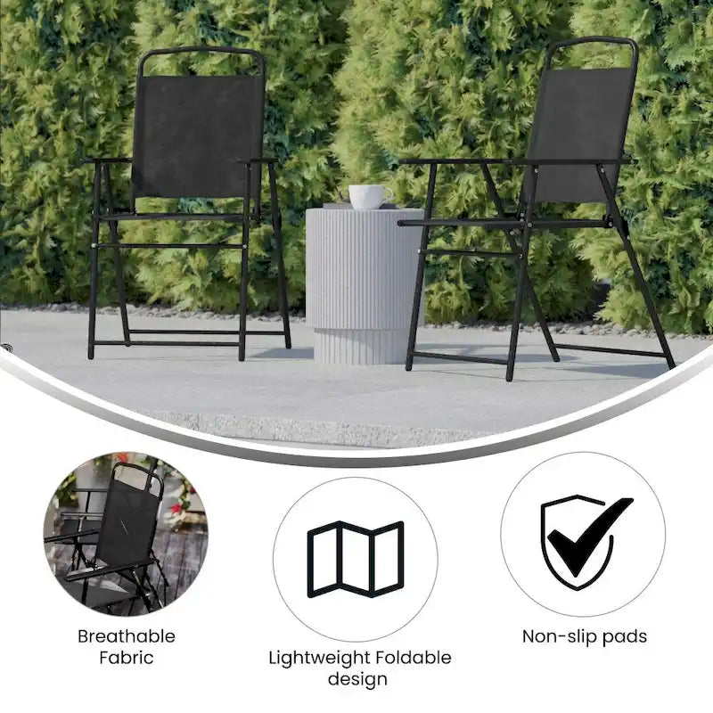 Ensemble de 2 chaises longues de patio en textilène résistant aux intempéries avec accoudoirs