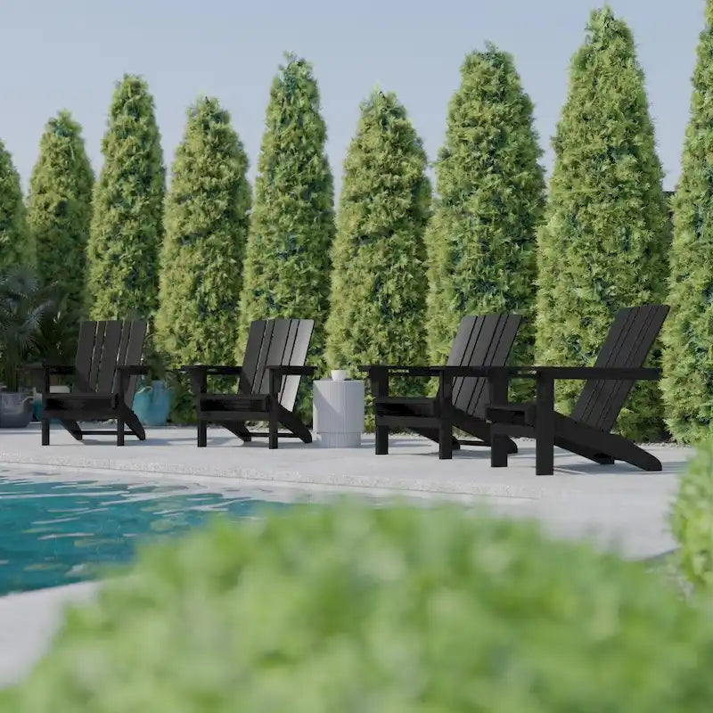 Ensemble de 4 chaises Adirondack commerciales tout temps avec porte-gobelets