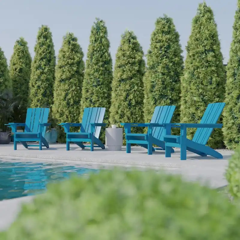 Ensemble de 4 chaises Adirondack commerciales tout temps avec porte-gobelets