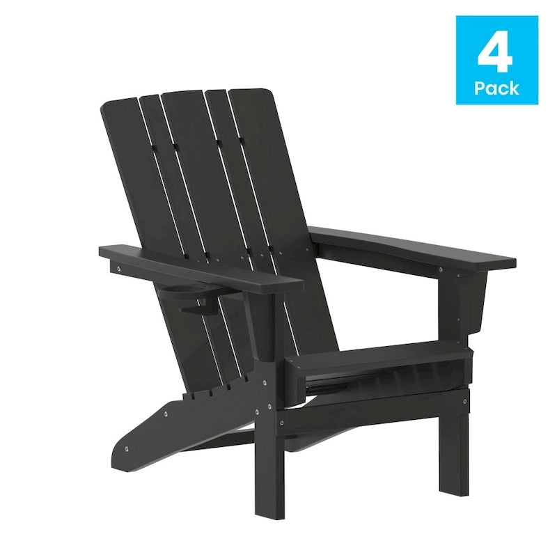 Ensemble de 4 chaises Adirondack commerciales tout temps avec porte-gobelets