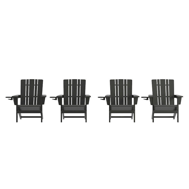 Ensemble de 4 chaises Adirondack commerciales tout temps avec porte-gobelets
