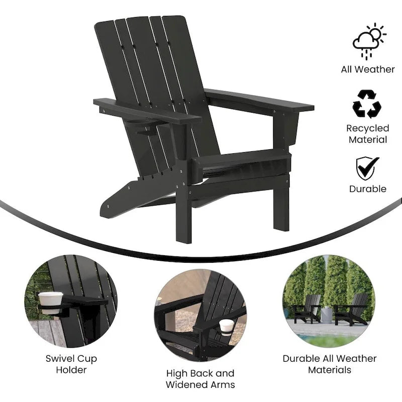 Ensemble de 4 chaises Adirondack commerciales tout temps avec porte-gobelets