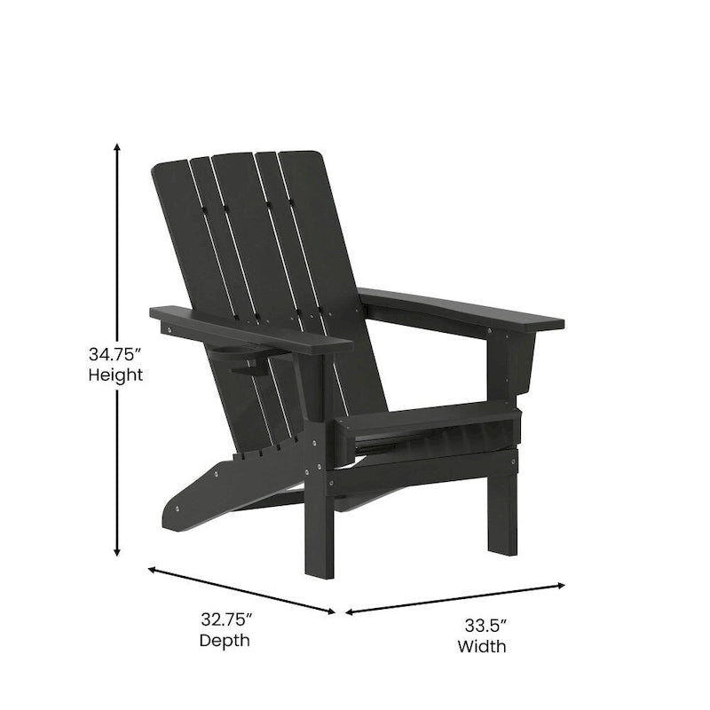 Ensemble de 4 chaises Adirondack commerciales tout temps avec porte-gobelets