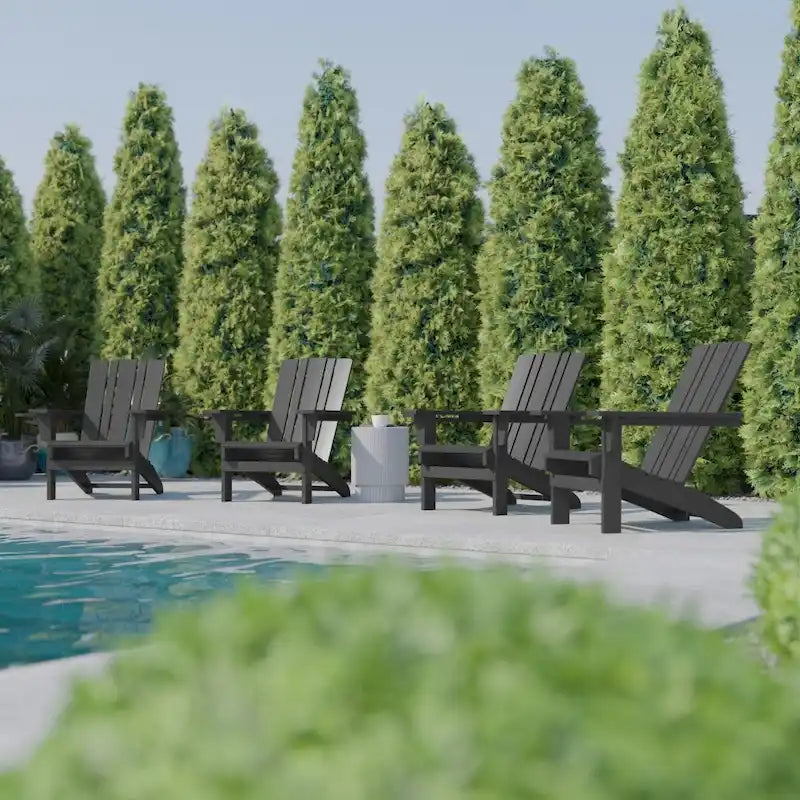 Ensemble de 4 chaises Adirondack commerciales tout temps avec porte-gobelets