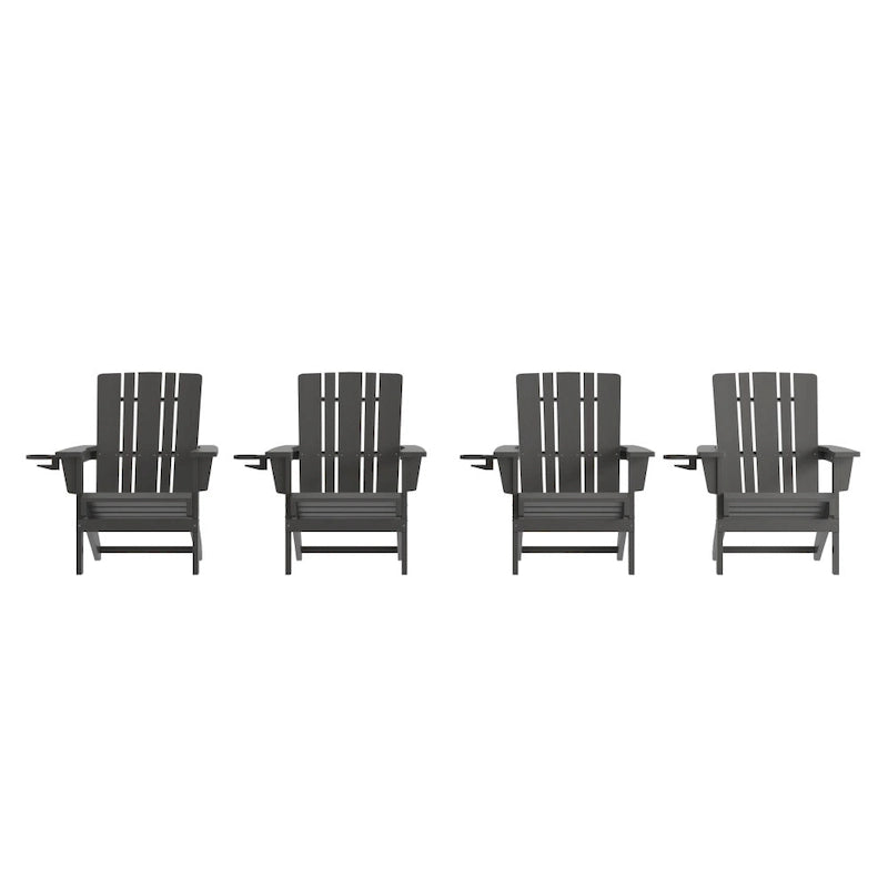 Ensemble de 4 chaises Adirondack commerciales tout temps avec porte-gobelets