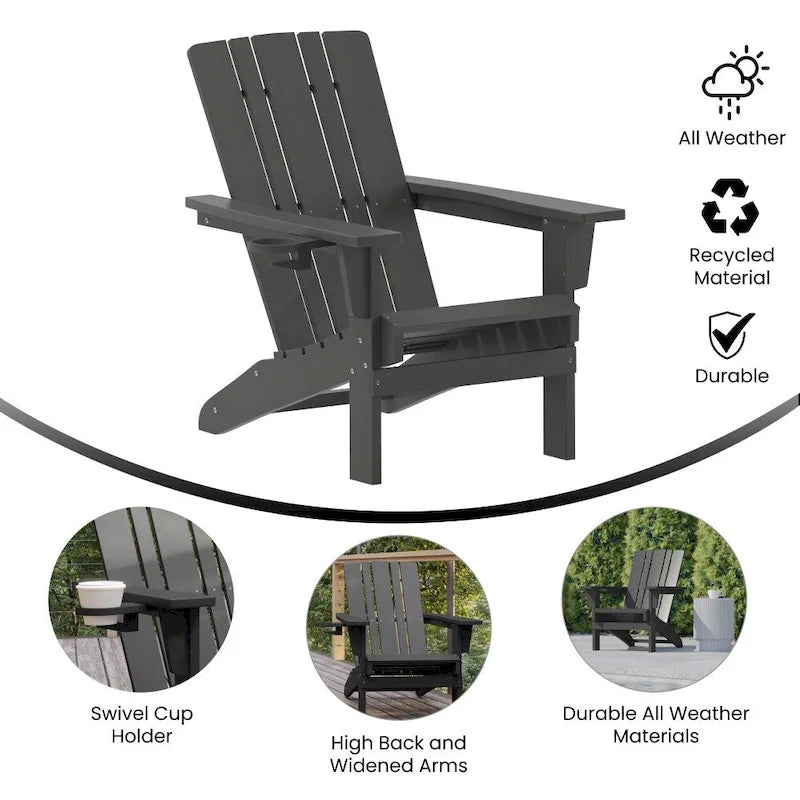 Ensemble de 4 chaises Adirondack commerciales tout temps avec porte-gobelets