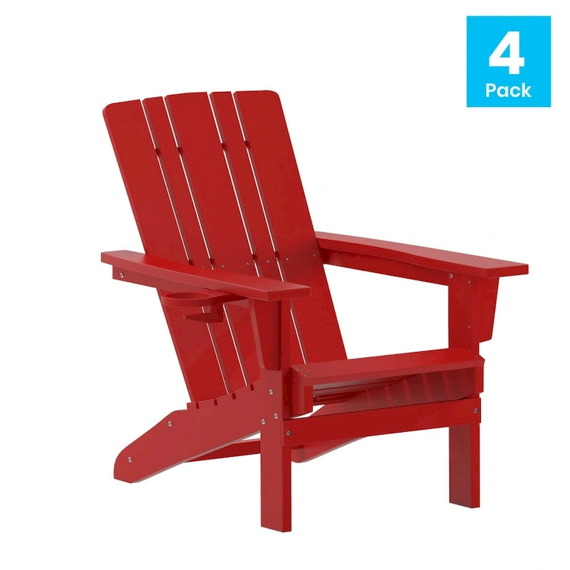 Ensemble de 4 chaises Adirondack commerciales tout temps avec porte-gobelets
