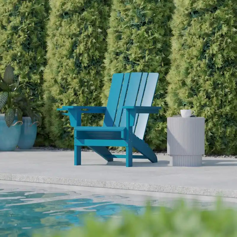 Ensemble de 4 chaises Adirondack commerciales tout temps avec porte-gobelets