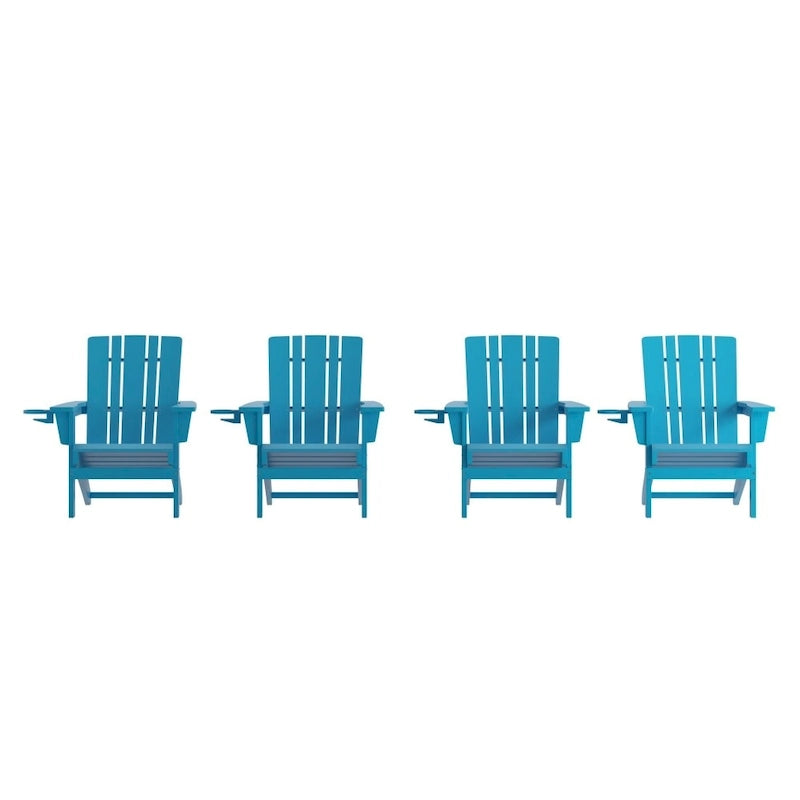 Ensemble de 4 chaises Adirondack commerciales tout temps avec porte-gobelets