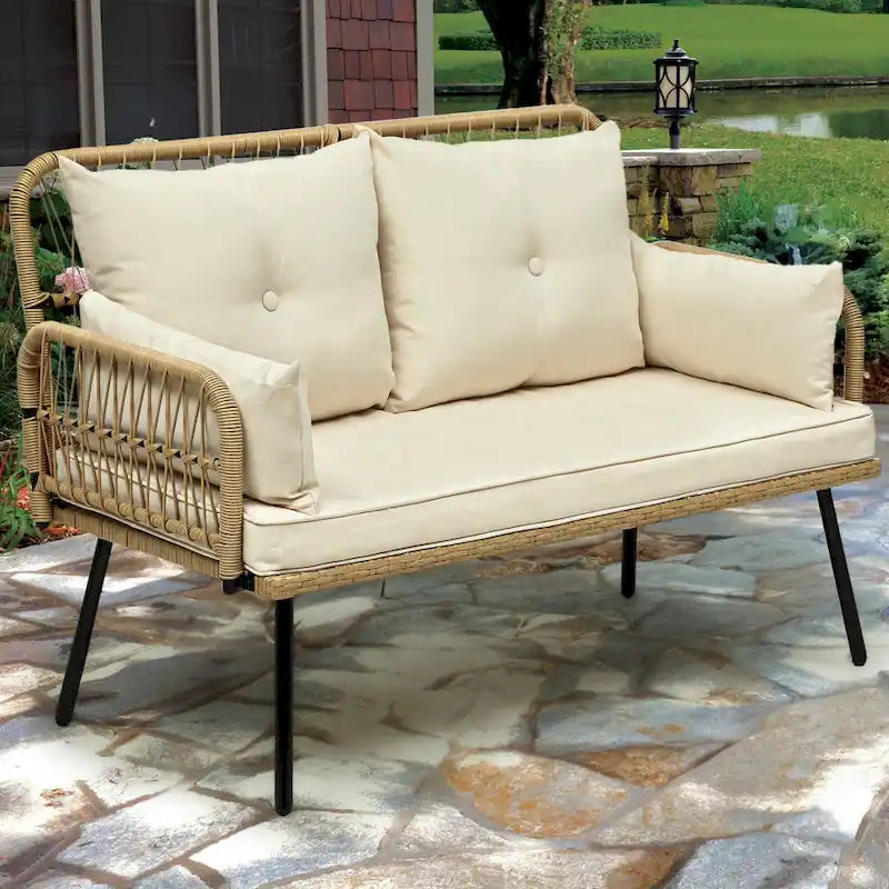 Moasis Outdoor Wicker Loveseat - L 45  x W 22  x H31 