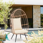 Fauteuil œuf en osier rembourré pour l'extérieur