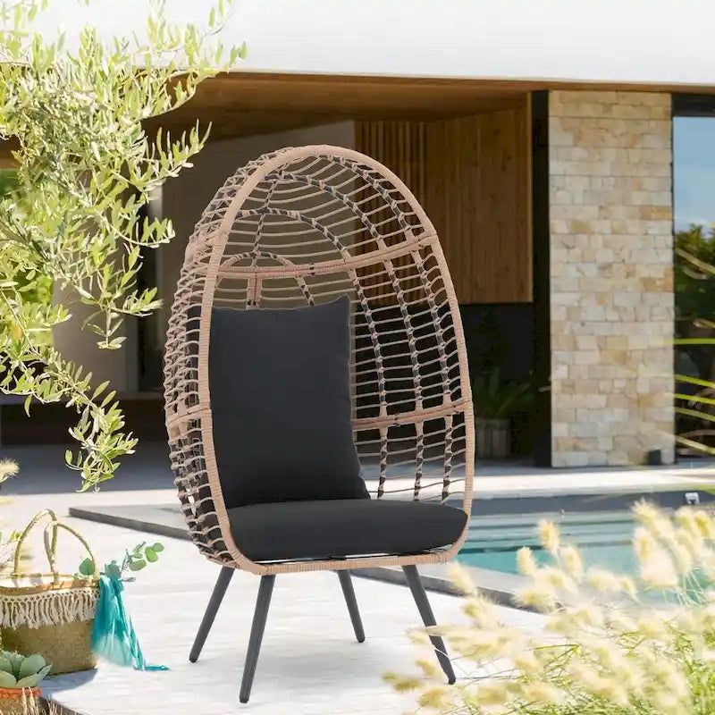 Fauteuil œuf en osier rembourré pour l'extérieur