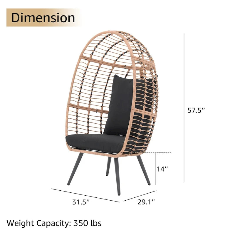 Fauteuil œuf en osier rembourré pour l'extérieur