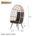 Fauteuil œuf en osier rembourré pour l'extérieur