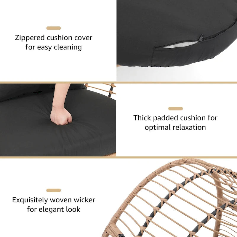 Fauteuil œuf en osier rembourré pour l'extérieur