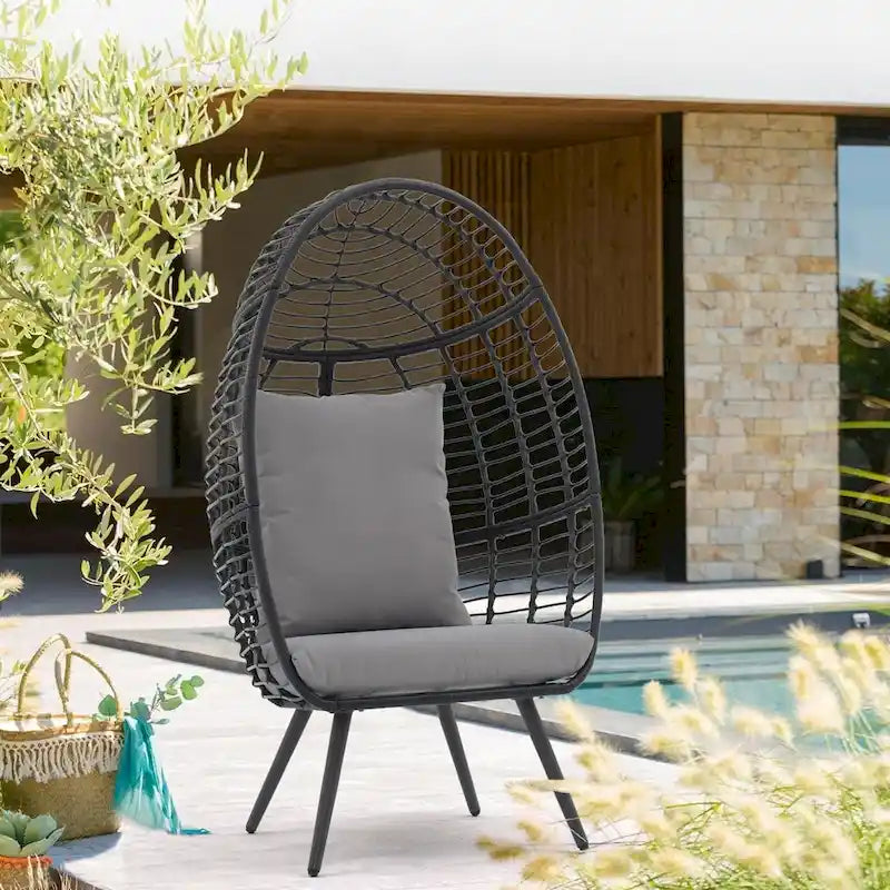 Fauteuil œuf en osier rembourré pour l'extérieur