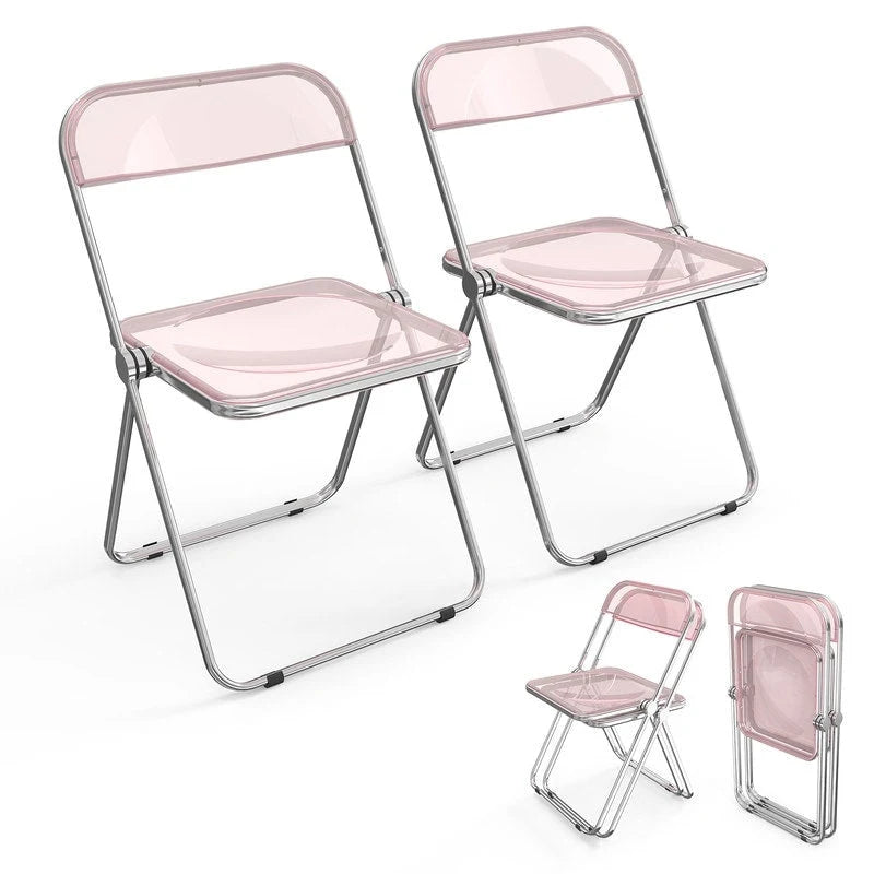 Chaise pliante empilable en acrylique transparent (lot de 2)