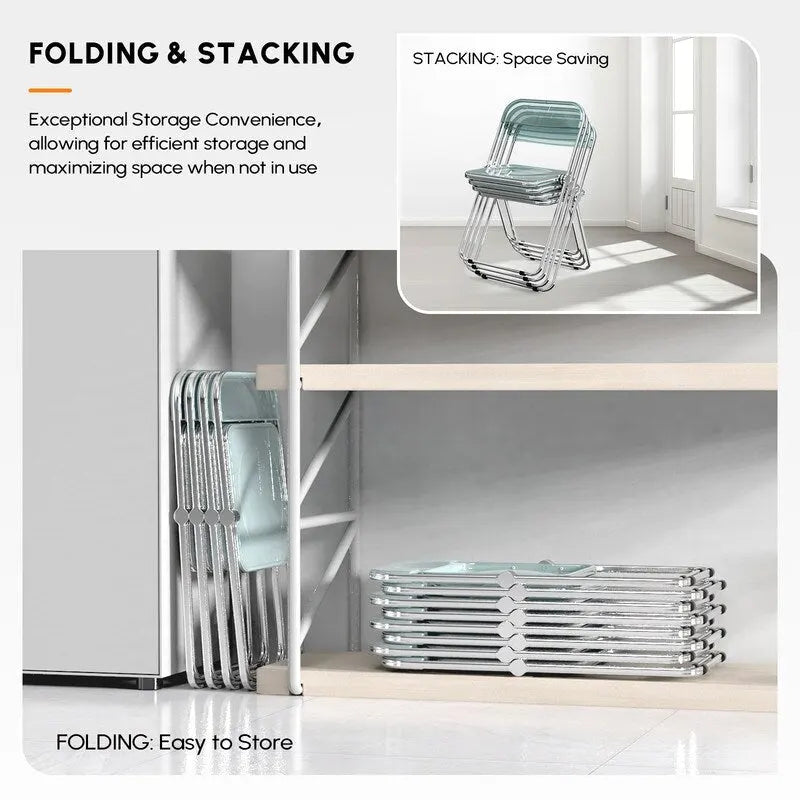 Chaise pliante empilable en acrylique transparent (lot de 2)