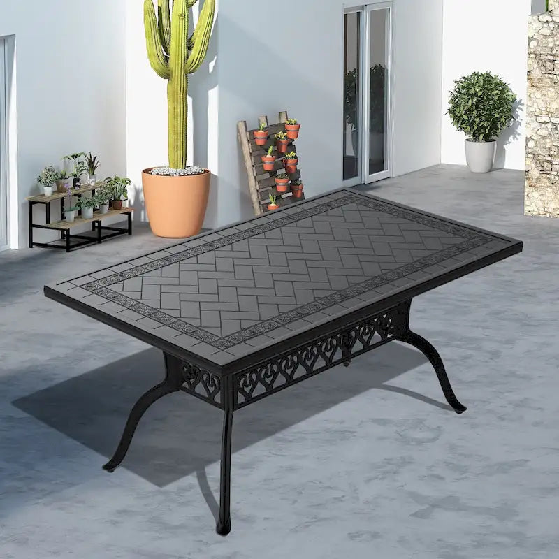 L59.05 W35.43-Inch Cast Aluminum Patio Dining Table