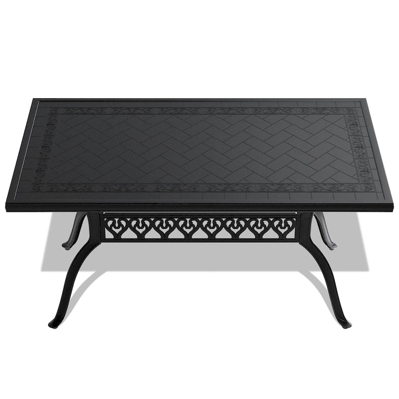 Table de salle à manger de patio en aluminium moulé L59,05 l35,43 pouces