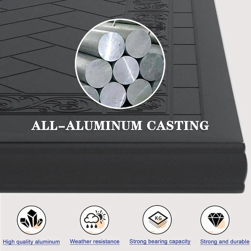 Table de salle à manger de patio en aluminium moulé L59,05 l35,43 pouces